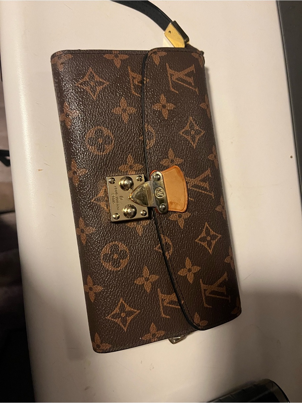 Louis Vuitton Monogram Foldover Clutch in Brown and Tan